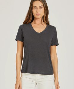 Relaxed Linen Blend V-Neck Tee