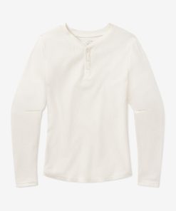 Cotton Waffle Curved Hem Henley