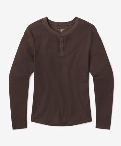 Cotton Waffle Curved Hem Henley
