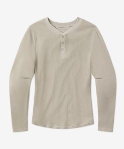 Cotton Waffle Curved Hem Henley
