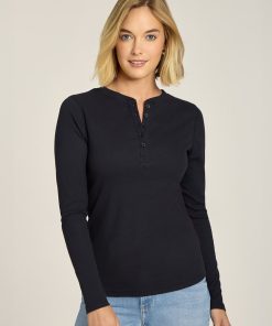 Long Sleeve Rib Henley Tee